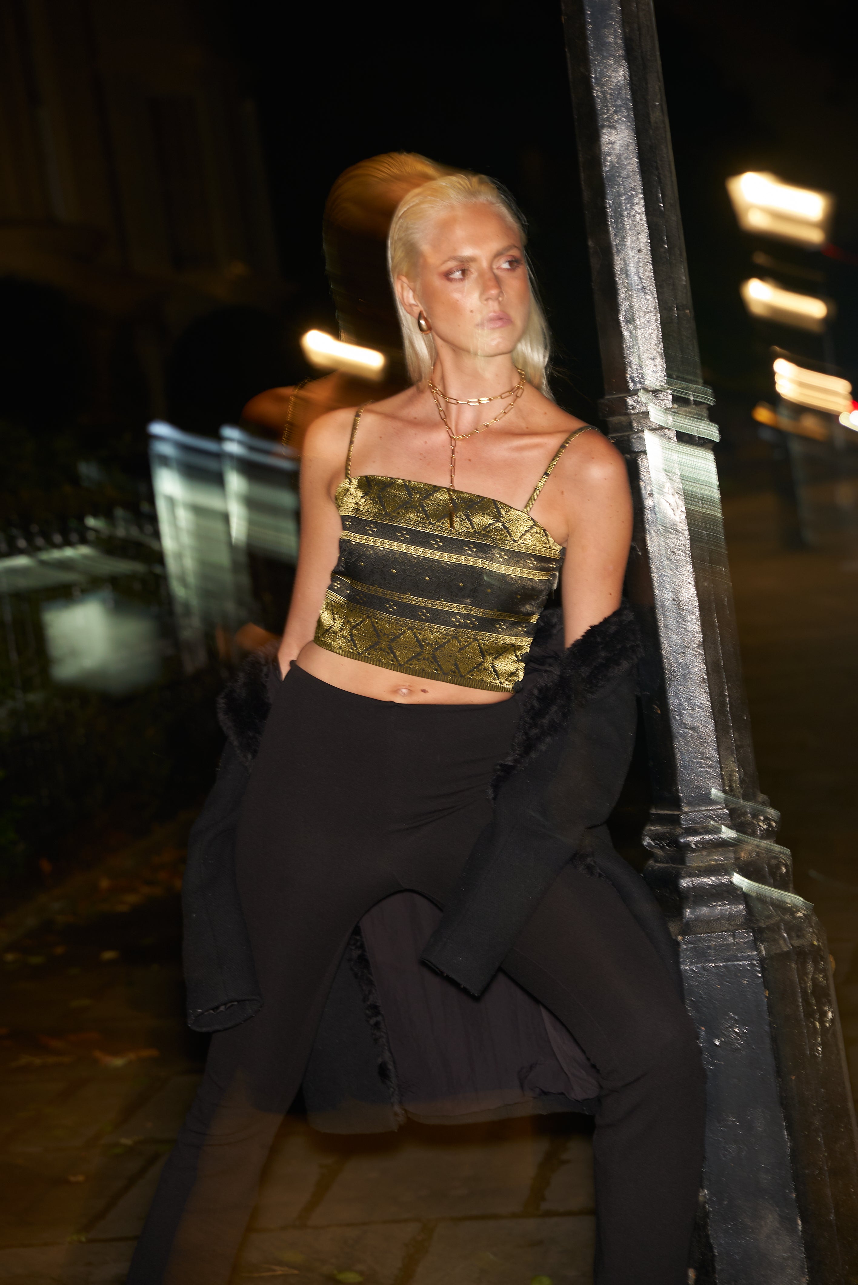 Mali Cami Top - Black Glamour